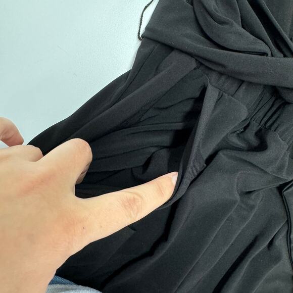 Cache Jumpsuit Womens 2 Black Floral Lace Back Sheer Stretch Pockets - Picture 9 of 9